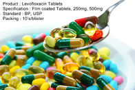 Tablet Levofloxacin Tablet yang dilapisi film, 250mg, 500mg Antibiotik Obat Oral
