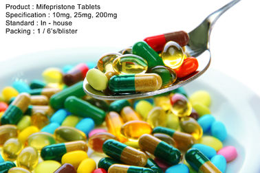 Tablet Mifepristone Obat Oral Antagonis Obat Hormon 10mg, 25mg, 200mg