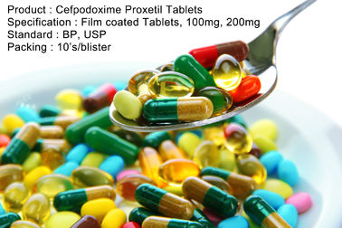 Cefpodoxime Proxetil Tablet Tablet salut Film, 100mg, 200mg Obat Antibiotik Oral